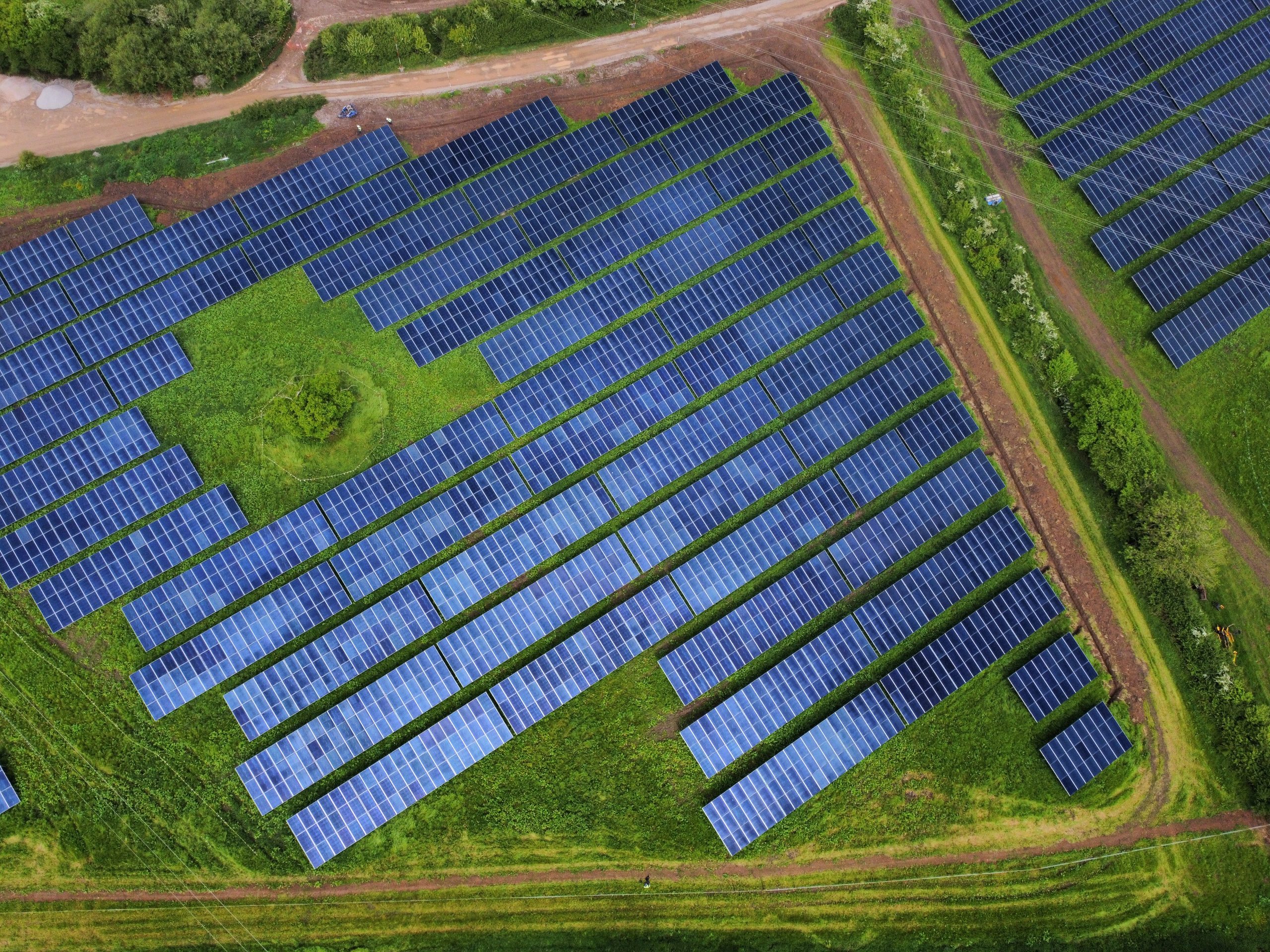 Bird's-eye-view of Larks Green Solar Farm.