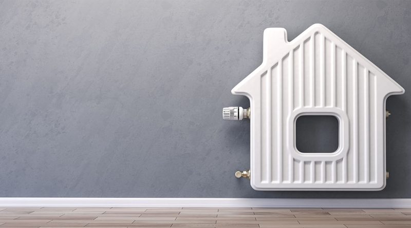 Image of a radiator on the wall in the shape of a house to support heating costs article