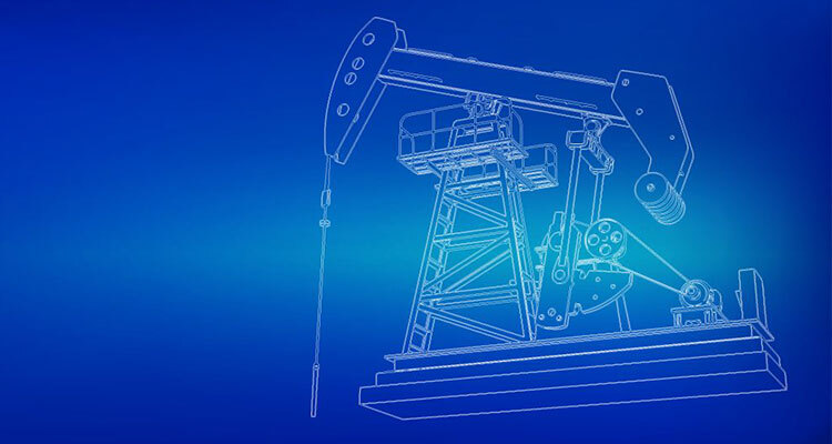 Blueprint drawing of a drilling rig