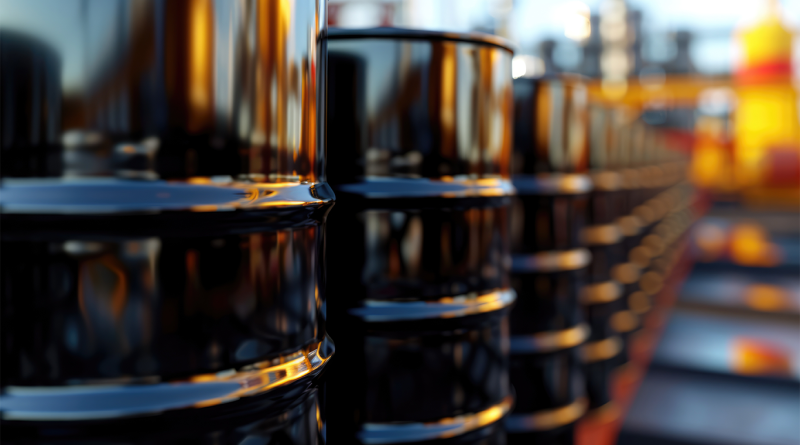 Barrels filled with crude oil against a blurred background to support Strategic Petroleum Reserve article