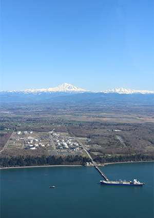 Tanker docked at refinery