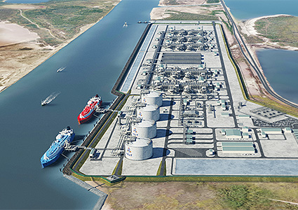 Two LNG carriers in a LNG terminal