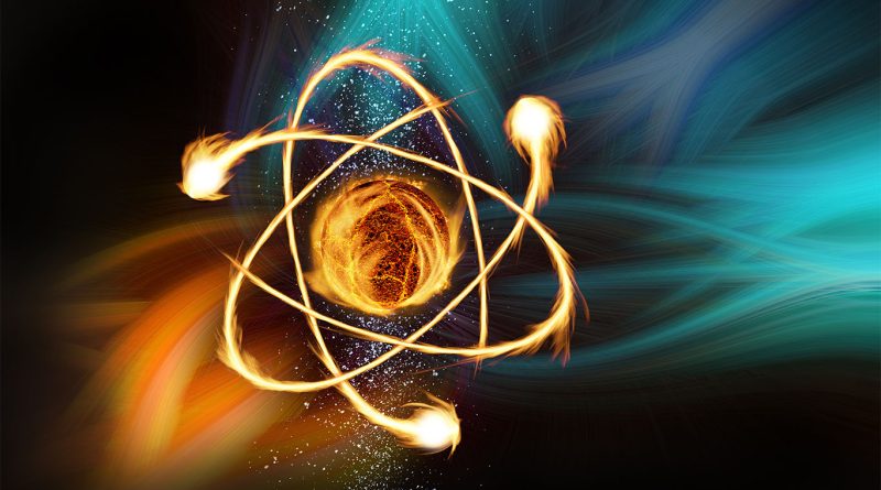Nuclear energy symbol on colourful background to support Palisades Nuclear Plant article