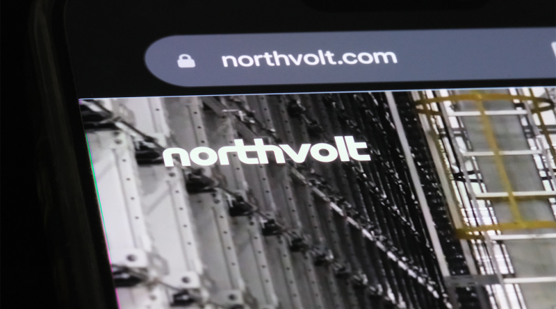 Northvolt logo on monitor screen to support bankruptcy article