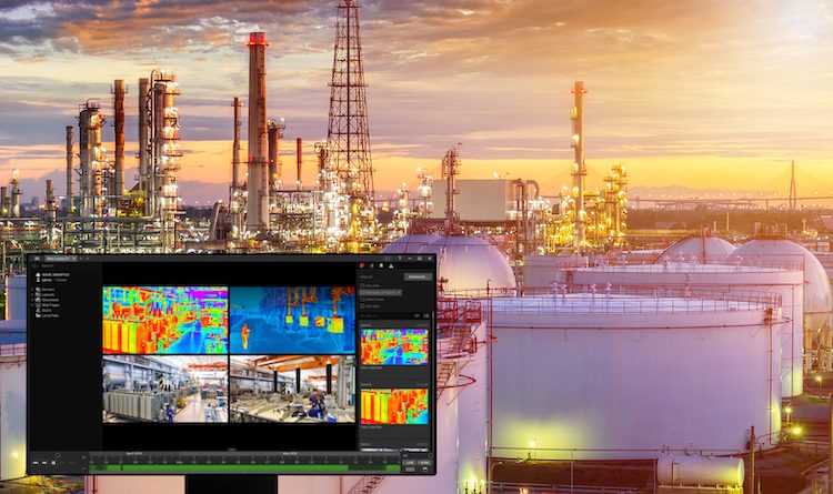 Meeting the demands of oil & gas: safety, security, and compliance in extreme environments surveillance system from Hanwha Vision being used in an industrial setting