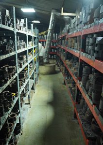 shelves filled with various fittings and components