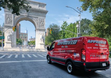 a service van operated by Approved Oil Co., an energy and heating company based out of Brooklyn, New York