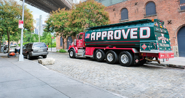 a heavy-duty commercial delivery truck belonging to Approved Oil Company