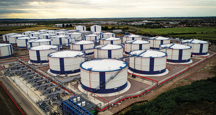 the Oikos Storage bulk liquid fuel import and storage facility, located on Canvey Island in Essex, United Kingdom
