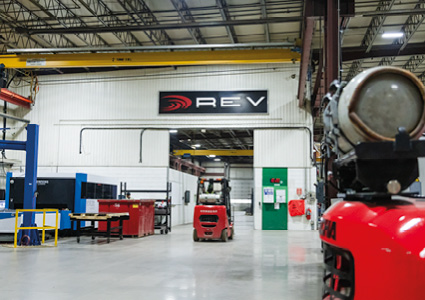The interior of a REV Power Solutions manufacturing facility