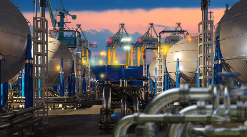 Liquefied natural gas terminal with spherical storage tanks