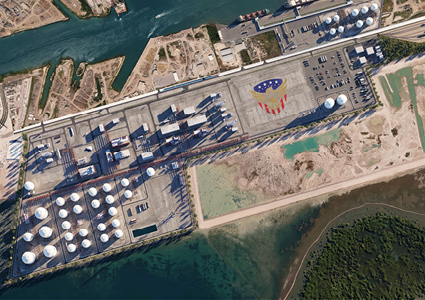 an industrial coastal terminal