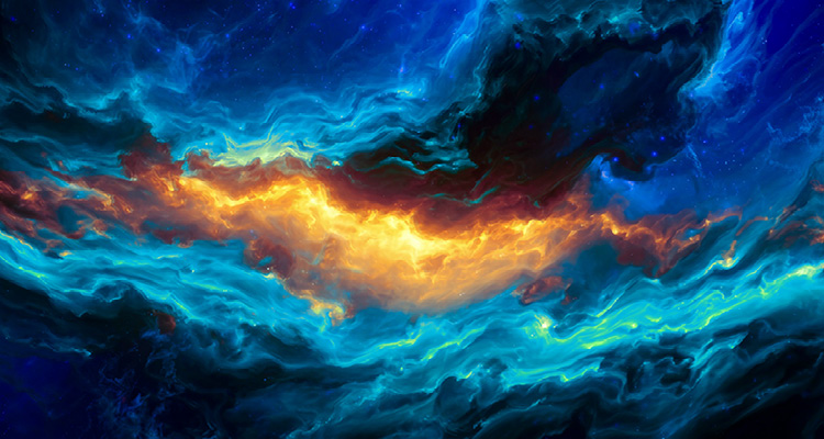a vibrant, stylized space nebula.