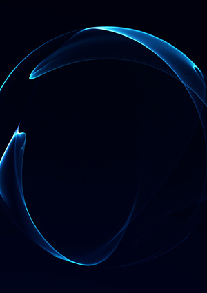 an abstract glowing blue and purple energy orb against a dark background