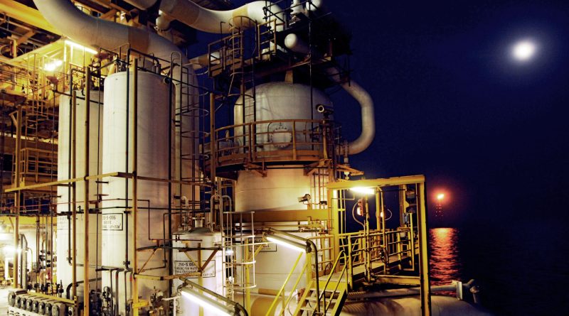 Offshore gas production facilities at Abu Dhabi representing ADNOC's $6.2 billion Umm Shaif Gas Cap development, designed to increase UAE natural gas production and strengthen energy security.