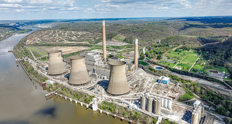 the former Bruce Mansfield Power Plant located along the Ohio River in Shippingport, Pennsylvania