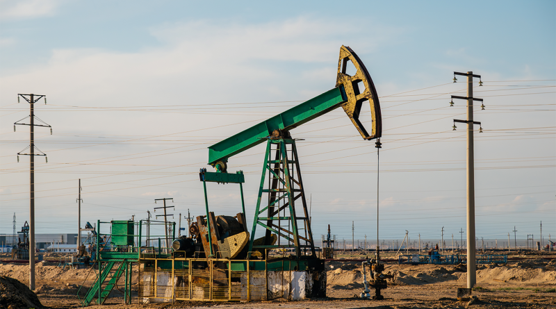 Pump jack extracting crude oil